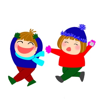 雪遊び　雪なし　手描き 雪遊び,雪,雪合戦,子供,冬,遊び,遊ぶ,歌,音楽,歌詞カードのイラスト素材