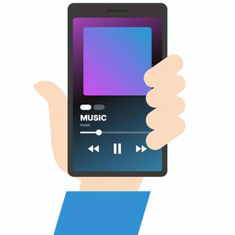 音楽 音楽,インターネット,音楽配信,スマートフォン,ストリーミングサービス,アプリ,スマホ,イラスト,アイコン,シンプルのイラスト素材