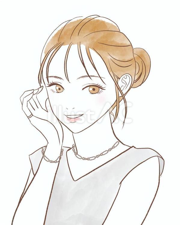 女性　モデル　美容 女性,女の人,女のイラスト素材
