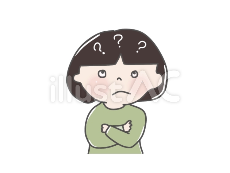 疑問 疑問,不思議,女性のイラスト素材