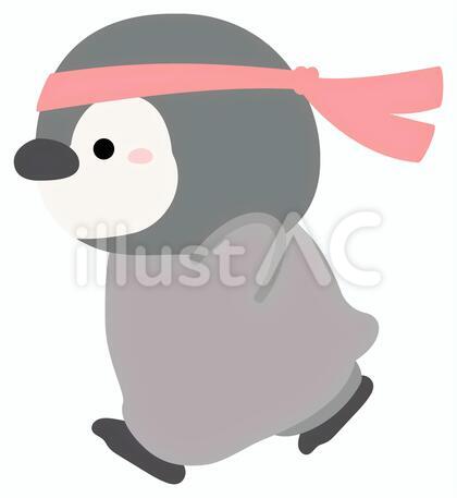 運動会のかけっこで走る赤組のペンギン