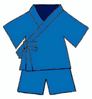 甚平(青) 甚平,青,こども,お祭り,おまつり,夏祭り,縁日,小学生,子供,館内着のイラスト素材