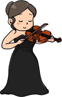 女性バイオリン奏者のイラスト バイオリニスト,バイオリン,ヴィオラ,女性,演奏,オーケストラ,奏者,全身,発表会,クラシックのイラスト素材
