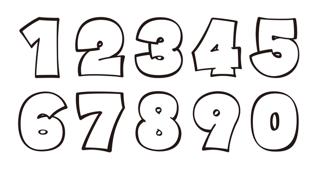 オリジナル数字セットJ　太ライン 数字,フォント,オリジナル,文字,太文字,極太,ボールド,フチ文字,袋文字,太線のイラスト素材