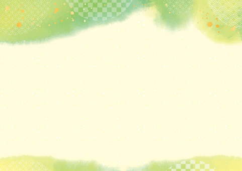 背景885 背景,和風,緑,黄色,和柄,かわいい,水彩,にじみ,華やかのイラスト素材