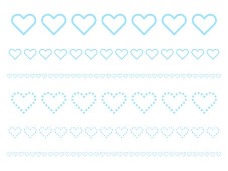 ホワイトデー・ハートの装飾ラインセット ホワイトデー,ハート,飾り罫,ライン,線画,3月,水色,青,ポップ,かわいいのイラスト素材