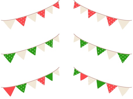 クリスマスカラーのガーランドセット クリスマスカラーのガーランドセット クリスマス,ガーランド,フラッグ,旗,飾り罫,飾り,装飾,ポップ,カラフル,三角旗のイラスト素材