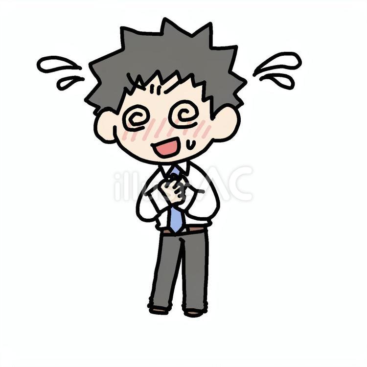 照れて胸を押さえる男性 男性,胸,照れるのイラスト素材