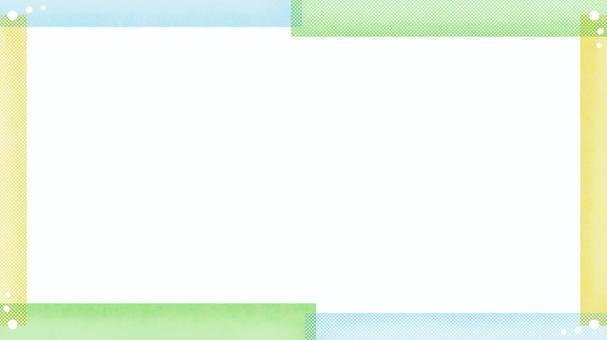 水彩フレーム/カラフルバー&ドット・2 水彩フレーム/カラフルバー&ドット・2 水彩,背景,フレーム,横長,淡い,ナチュラル,枠,にじみ,シンプル,壁紙のイラスト素材