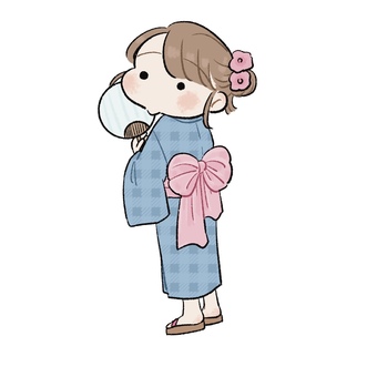 夏祭りの女の子 女の子,夏祭り,浴衣,ゆるい,ゆるふわ,ほんわか,可愛い,絵本,挿絵,幼女のイラスト素材