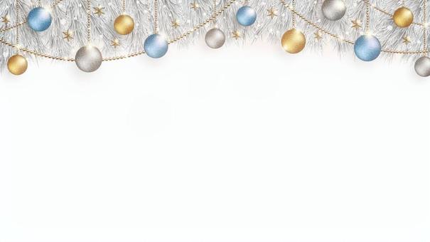 白銀のクリスマスツリーと白のボード  クリスマス,背景,クリスマスツリー,メリー,飾り,フレーム,テンプレート,白銀,キラキラ,光のイラスト素材