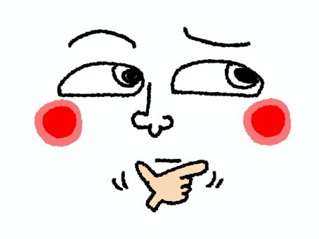 考える 考える,顔,目,違和感,pop調,手描き,挿絵,ワンポイント,素材,商用可のイラスト素材