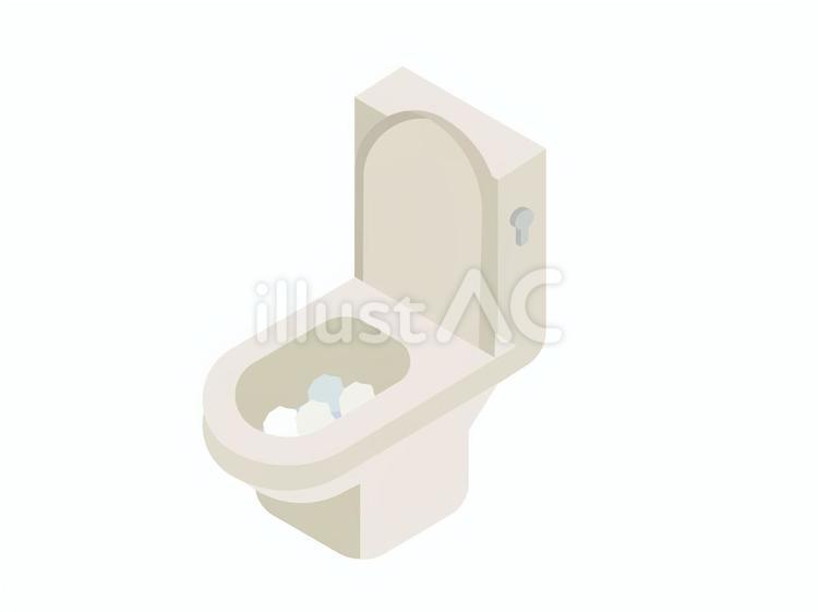 紙で詰まった洋式のトイレ トイレ,便器,お手洗いのイラスト素材