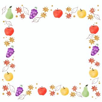 秋のフルーツフレーム2 秋のフルーツフレーム2 フルーツ,果物,秋の味覚,もみじ,りんご,梨,ぶどう,洋ナシ,紅葉,デザートのイラスト素材