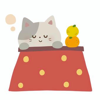 こたつでぽかぽか猫 こたつ,猫,あったか,冬,ぽかぽか,動物,みかん,絵本,可愛い,ゆるいのイラスト素材