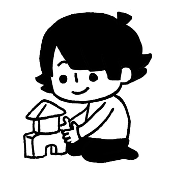 積み木で建物を作って遊ぶ子ども 積み木で建物を作って遊ぶ子ども こども,子ども,積み木,遊び,遊ぶ,積む,作る,建物,家,形のイラスト素材