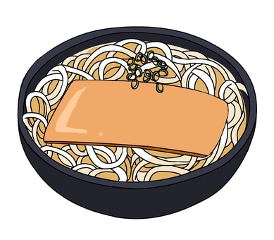 きつねうどん うどん,食べ物,油揚げ,ネギ,薬味,汁,出汁,お椀,きつねうどん,透過のイラスト素材