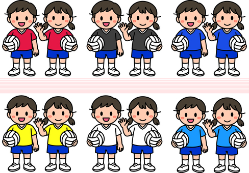 バレーボールの子供たちです。 バレーボール,シンプル,スポーツ,体育,クラブ,部活,サークル,運動,球技,競技のイラスト素材