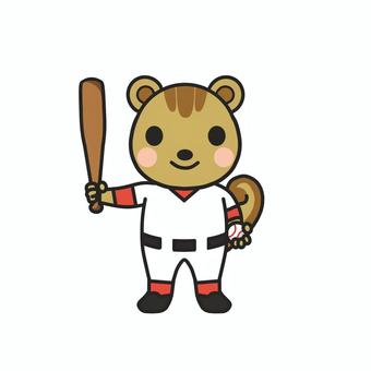 野球のユニフォームを着た動物　リス