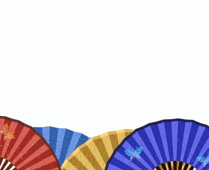 カラフルな扇子の下かざり 扇子,かざり,下,カラフル,赤,青,金のイラスト素材