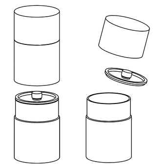茶筒の線画 茶筒,茶缶,筒,缶,線画,モノクロ,立体,容器,フタのイラスト素材