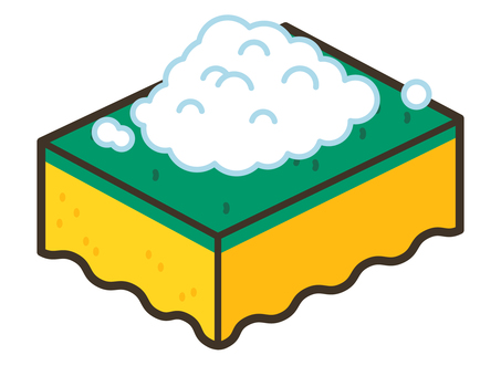 掃除_スポンジ04 スポンジ,ウレタンスポンジ,キッチンスポンジ,泡,洗剤,掃除用具,掃除道具,道具,用具,クリーナーのイラスト素材