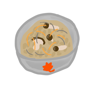 炊き込みご飯 炊き込みご飯,五目ご飯,米,ごはん,ご飯,茸,きのこ,しめじ,茶碗,食事のイラスト素材