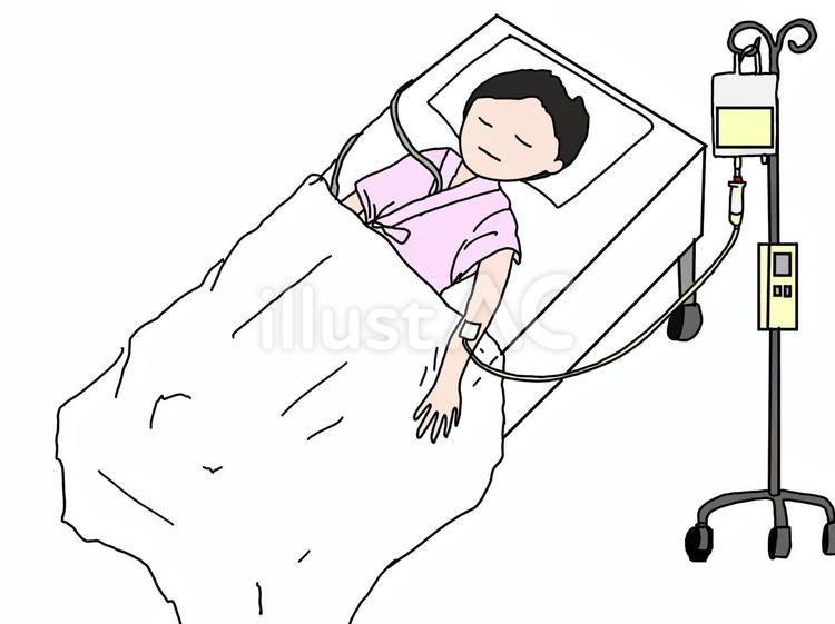 点滴をしている人 点滴,患者,病院のイラスト素材