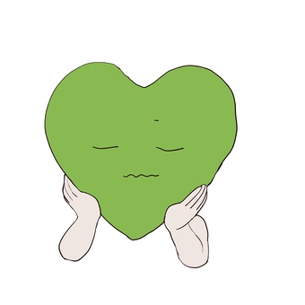 不安・心配（カラー） 不安,心配,感情,ネガティブ,心,キャラクター,デフォルメ,緑のイラスト素材