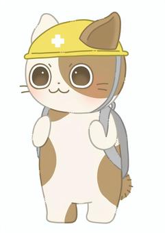 防災の日 防災の日,安全第一,猫,リュック,ヘルメットのイラスト素材