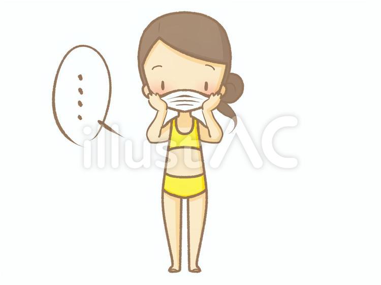 水着の女性-マスク210525 マスク,女性,全身のイラスト素材