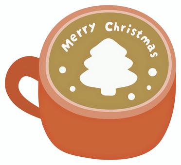 クリスマスのラテアート01 カフェ,ラテ,コーヒー,冬,クリスマス,ツリー,手描き,かわいい,イラスト,素材のイラスト素材