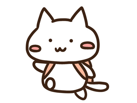 リュックを背負って遠足・登山に行く白ねこ