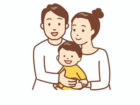 少子化　家族団らん 家族,少子化,子供,親,父親,上半身,赤ちゃん,夫婦,挿絵,人物のイラスト素材