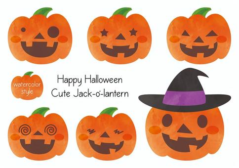 水彩風-かわいいジャックオーランタン