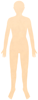 女性の全身シルエット（前面・肌色） 体,身体,人体,全身,シルエット,頭,肩,胸,腰,脚のイラスト素材