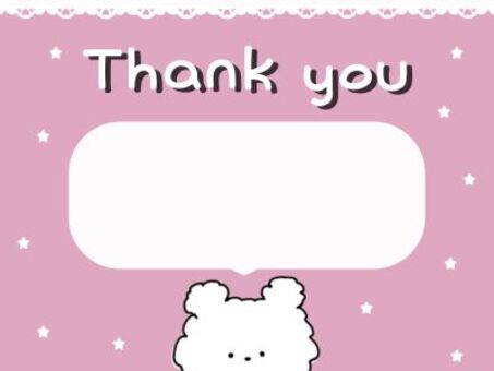 くまのサンキューカード くま,サンキューカード,thank,you,ピンク,手描き,動物,かわいいのイラスト素材