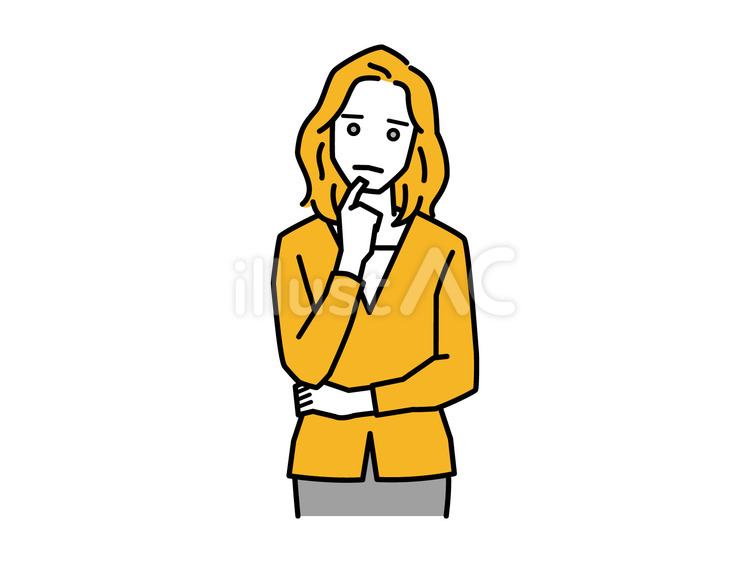 顔に指をあてて考える女性 ビジネス,考える,人のイラスト素材