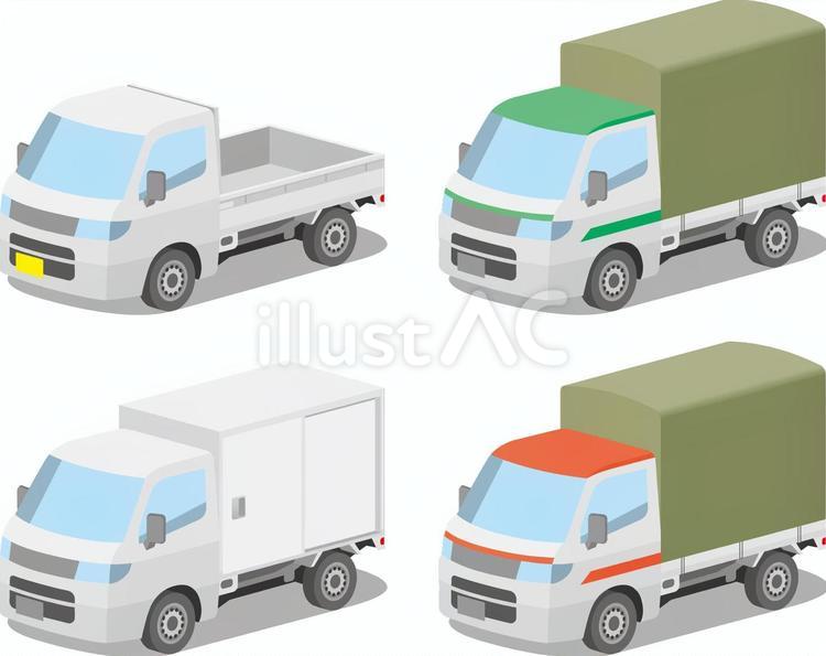軽トラック4種類のイラスト 軽トラック,軽貨物,軽トラのイラスト素材