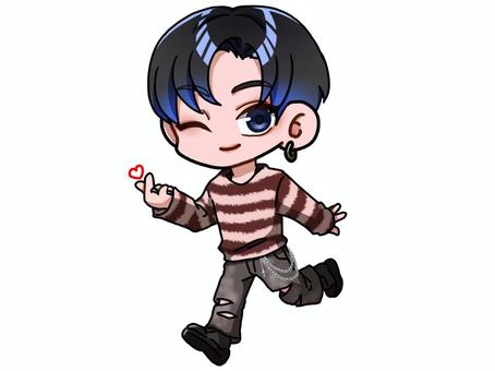 韓国アイドル風男性【ミニキャラ】 韓国アイドル風男性【ミニキャラ】 人物,男性,指ハートのイラスト素材