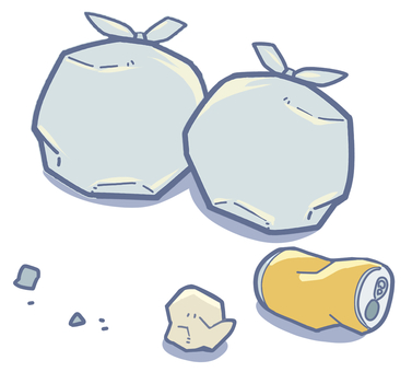 ゴミ・缶・チリ紙・ポイ捨て ゴミ,ボランティア,ごみ,空き缶,ゴミ袋,ポイ捨て,イラスト,カットイラスト,シンプル,生活のイラスト素材