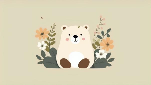 可愛いクマさんと花畑