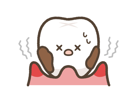 歯周病の歯のキャラクター 歯,歯医者,キャラクター,歯茎,腫れ,隙間,ぐらつき,歯周病,虫歯,汚れのイラスト素材