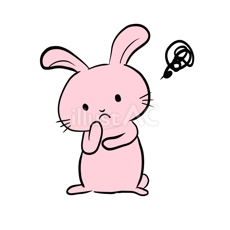 悩む　うさぎ うさぎ,悩む,困るのイラスト素材