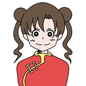 Illustration, china clothes, china daughter, dumpling head, 