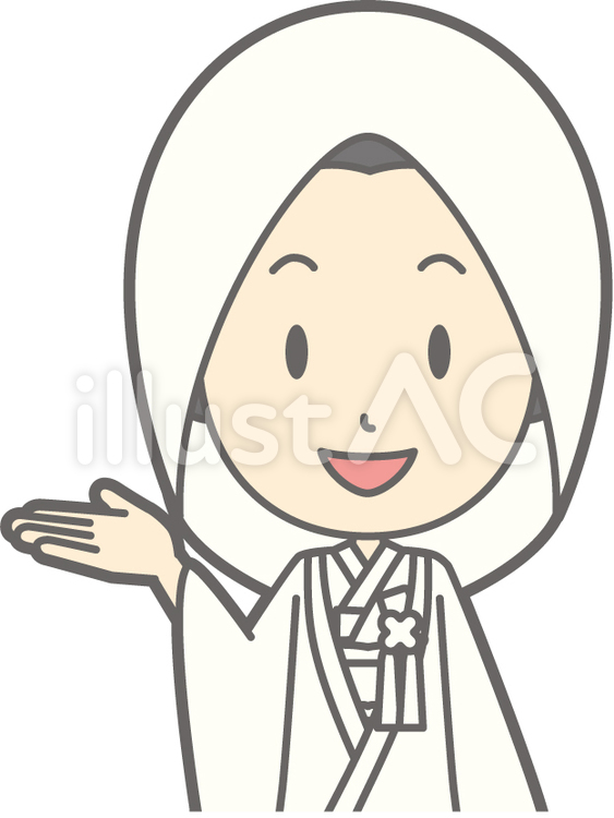 白無垢-案内笑顔-バスト 新婦綿帽子a,新婦綿帽子,かわいいのイラスト素材