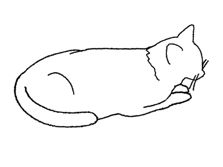のんびりする猫 猫,のんびり,まったり,休憩,シルエット,可愛い,pop調,手描き,挿絵,ワンポイントのイラスト素材