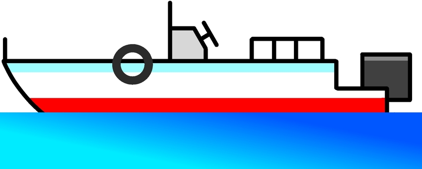フィッシングボート 乗り物,船,漁船,フィッシングボート,ボート,小型船,海,蛍光色,デフォルメ,背景透過のイラスト素材