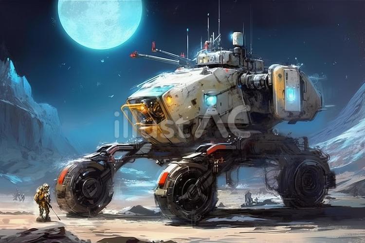 月面探査機イメージ 月,表面,惑星のイラスト素材