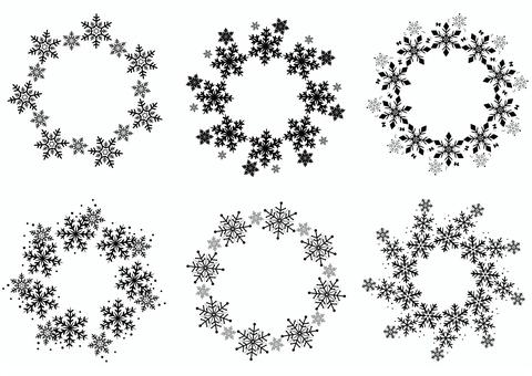 雪の結晶円いフレーム 黒 雪の結晶円いフレーム 黒 雪片,結晶,フレームのイラスト素材